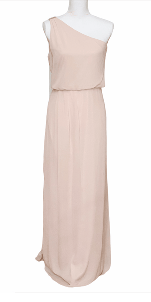 One Shoulder Chiffon Gown w/Rhinestone Detail - Simply Borrowed Dresses