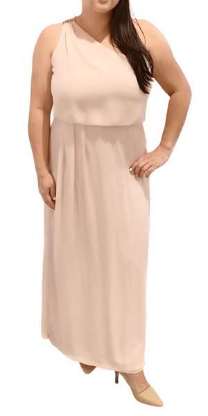 One Shoulder Chiffon Gown w/Rhinestone Detail - Simply Borrowed Dresses
