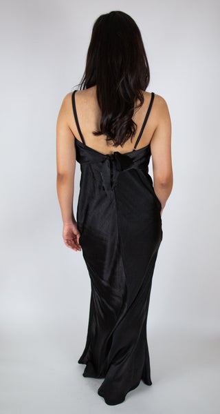 Bow Back Cowl Neck Satin Maxi Dress - Simply Borrowed Dresses