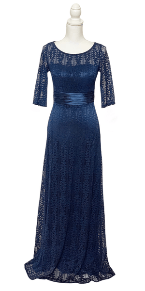 A-Line Navy Cocktail Chiffon Gown - Simply Borrowed Dresses
