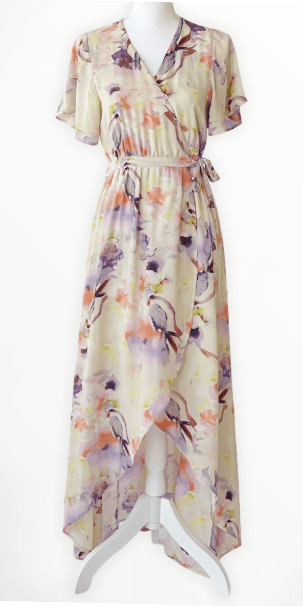 Floral Print High Low Wrap Dress - Simply Borrowed Dresses