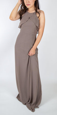 Chiffon A-line Ruffle Gown - Simply Borrowed Dresses