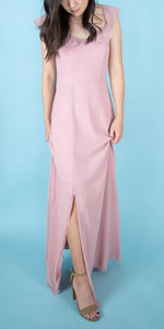 Long Ruffle Side Slit Gown - Simply Borrowed Dresses