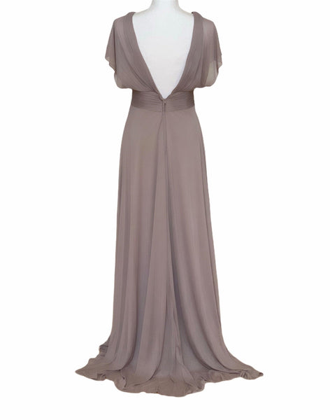 Flutter-Sleeve Long Bridesmaids Dress - Simply Borrowed Dresses