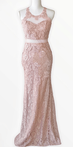 Long Illusion-Sweetheart Lace Formal Dress - Simply Borrowed Dresses