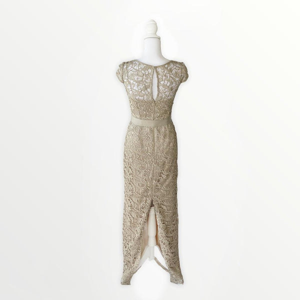 Cap Sleeve Lace Column Gown - Simply Borrowed Dresses