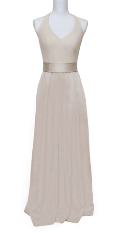 V Satin Gown with Sash - Simply Borrowed Dresses