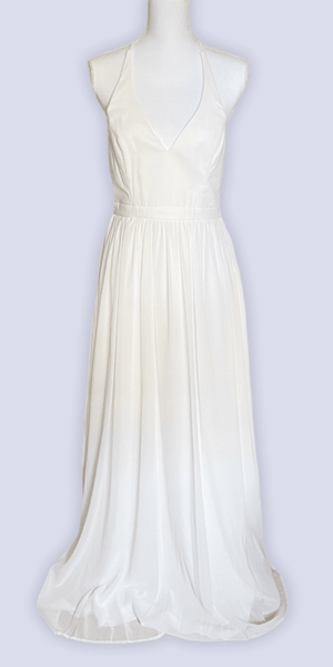 Chiffon Sleeveless Dress with Sheer Lace Back - Simply Borrowed Dresses