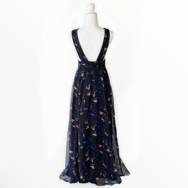 Deep V Floral Chiffon Dress - Simply Borrowed Dresses