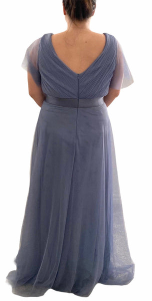 Long Chiffon V-Neck Evening Gown - Simply Borrowed Dresses