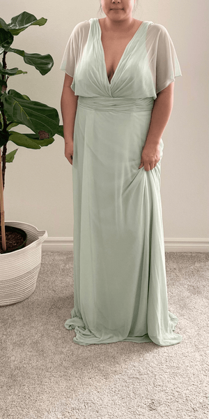 Flutter-Sleeve Long Bridesmaid Dress - Simply Borrowed Dresses
