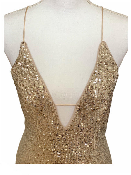 Sequined Criss-Cross Back Gown - Simply Borrowed Dresses