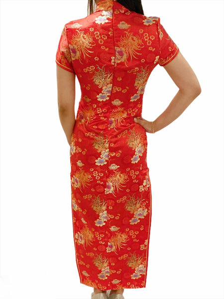 Short Sleeved Jacquard Midi Cheongsam - Simply Borrowed Dresses