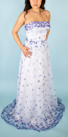 Strapless Floral Printed Organza Ball Gown - Simply Borrowed Dresses
