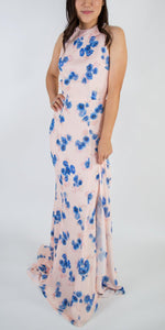 Blanche Floral Print Open Back Fishtail Maxi - Simply Borrowed Dresses