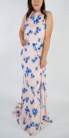 Blanche Floral Print Open Back Fishtail Maxi - Simply Borrowed Dresses