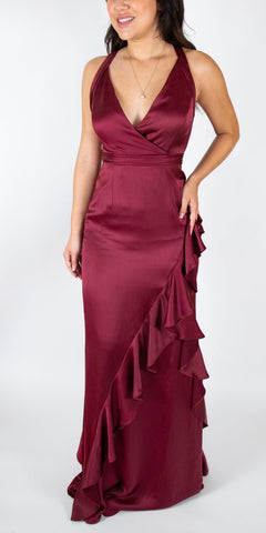 Ruffled Satin Gown - Simply Borrowed Dresses