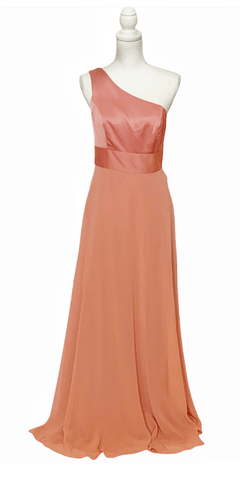 One-Shoulder Crepe Satin Gown - Simply Borrowed Dresses