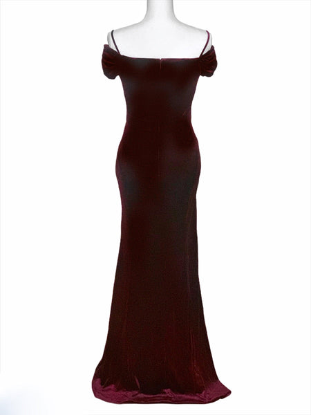 Velvet Off The Shoulder A-Line Evening Gown - Simply Borrowed Dresses