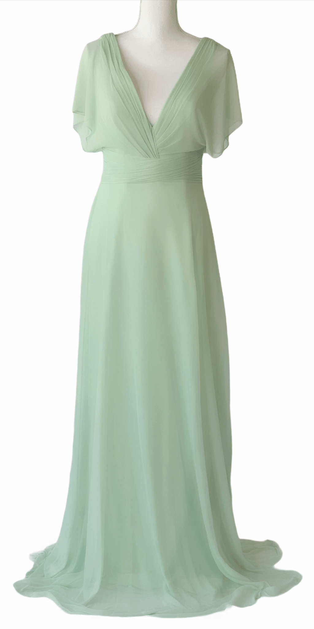 Flutter-Sleeve Long Bridesmaid Dress - Simply Borrowed Dresses