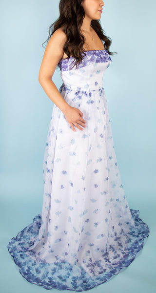 Strapless Floral Printed Organza Ball Gown - Simply Borrowed Dresses
