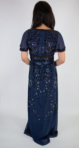 Floral Beaded Full Length Gown - Simply Borrowed Dresses