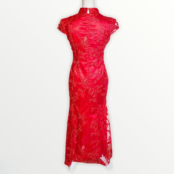 Short Sleeve Mermaid Qipao - Simply Borrowed Dresses
