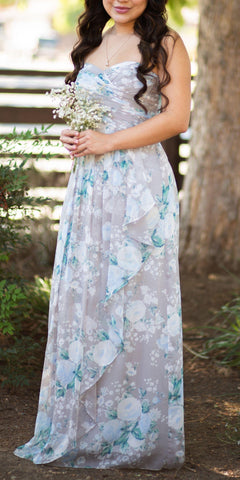Crinkle Chiffon Dress Cascading Skirt - Simply Borrowed Dresses
